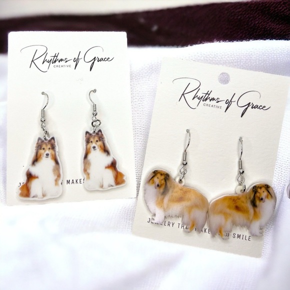 Collie Cuties: Adorable Handmade Dog Dangle Earrings for the Ultimate Dog Mom! - Picture 2 of 5